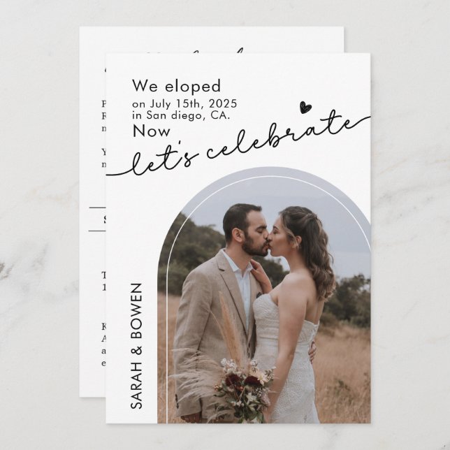 Invitación Nos escapamos Ahora Celebremos Fotos de escapada n (Anverso / Reverso)