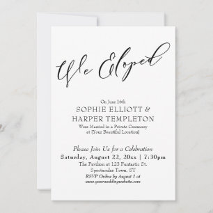 Invitación Nos escapamos bastante, simple celebración en blan