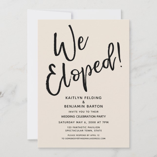 Invitación ¡Nos escapamos! Celebración de boda informal con c (Anverso)
