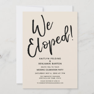 Invitación ¡Nos escapamos! Celebración de boda informal con c