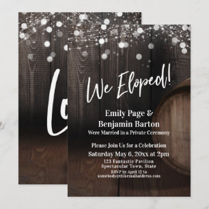 Invitación ¡Nos escapamos! Luces de barril de vino de madera