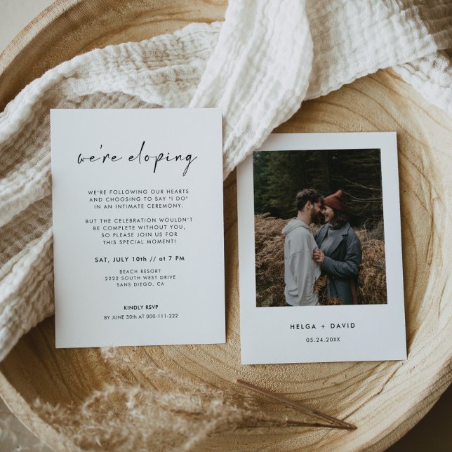 Invitación Nos escapamos para casarnos Foto de boda moderna (Subido por el creador)