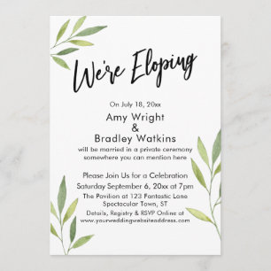 Invitación Nos escapamos Tipografía, Foliage Acuarela Verde