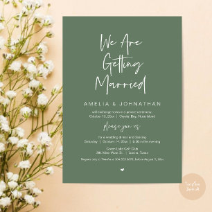 Invitación Nos estamos casando, Cena de Boda Fugaz con Baile
