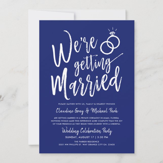 Invitación Nos estamos casando con el Royal Blue post-Boda (Anverso)