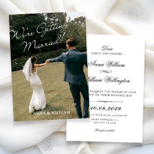 Invitación Nos estamos casando foto de boda minimalista 