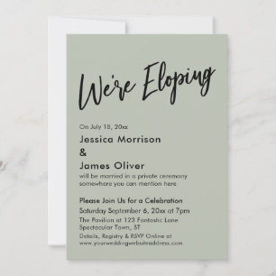 Invitación Nos estamos escapando Minimal Caligrafía Verde Sag