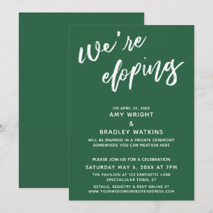Invitación Nos estamos escapando Simple Hoja Verde letra manu