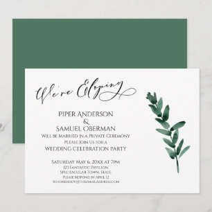 Invitación Nos Estamos Fugando Hojas Pintadas de Verde Solo R