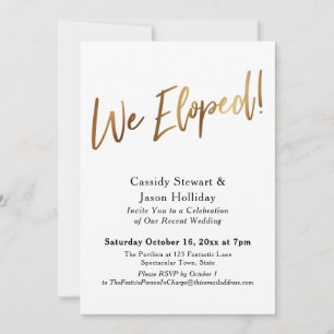 Invitación Nos Fugamos, Bokeh Negro Parte Trasera de Recepció