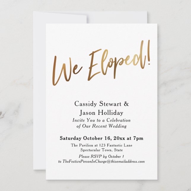 Invitación Nos Fugamos, Bokeh Negro Parte Trasera de Recepció (Anverso)