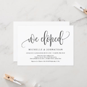 Invitación Nos Fugamos, Celebración de Boda y Fiesta de Elope