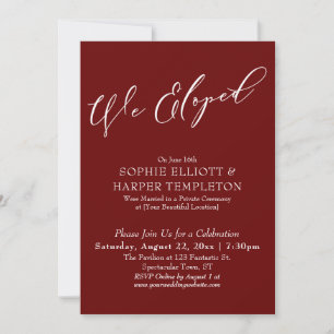 Invitación Nos Fugamos, Celebración de Borgoña Simple y Elega