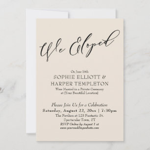 Invitación Nos Fugamos, Celebración de Crema Simple y Elegant