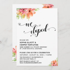 Invitación Nos Fugamos Corazones Guion Acuarela Flores