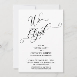 Invitación Nos Fugamos Elaborado Script, Blanco y Negro