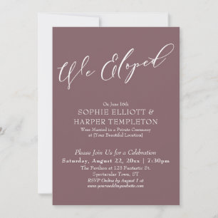 Invitación Nos Fugamos, Elegante Celebración Simple de Color