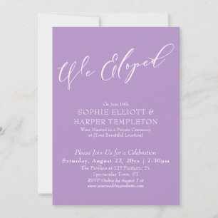 Invitación Nos Fugamos, Elegante Simple Celebración Púrpura