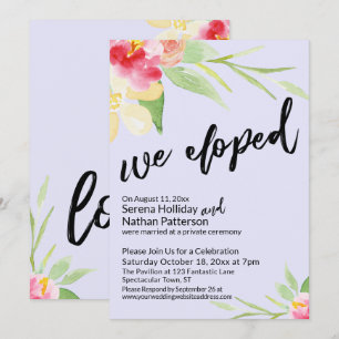 Invitación Nos Fugamos Escritura Informal Aquarela Floral Lav