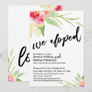 Invitación Nos Fugamos Escritura Informal con Flores de Acuar