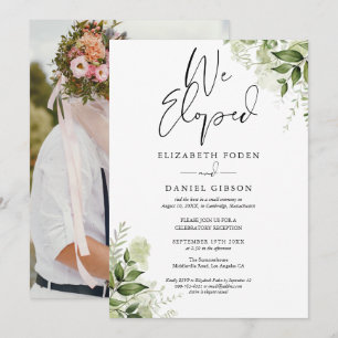 Invitación Nos Fugamos Floral Verdor Foto Fiesta de Boda