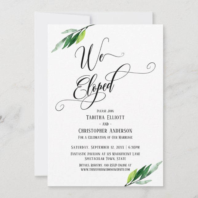 Invitación Nos Fugamos Guión Elaborado y Follaje (Anverso)