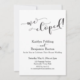 Invitación ¡Nos Fugamos! Guión Recepción en Blanco y Negro