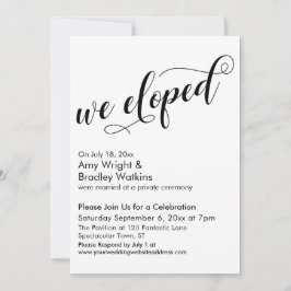 Invitación Nos Fugamos Letra Elegante Celebración Después de