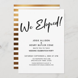 Invitación ¡Nos fugamos! Recepción de boda moderna + rayas do