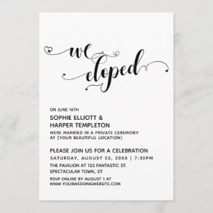 Invitación Nos Fugamos Recepción de Escritura en Blanco y Neg