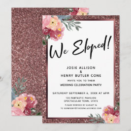 Invitación ¡Nos Fugamos! Recepción de Flores y Brillo de Oro