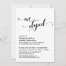 Invitación Nos Fugamos Recepción de Guión en Blanco y Negro c