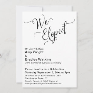Invitación "Nos Fugamos" Tipografía Celebración Post Boda
