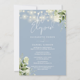Invitación Nos Fugamos Votos de Boda Azul Polvoriento Fiesta 