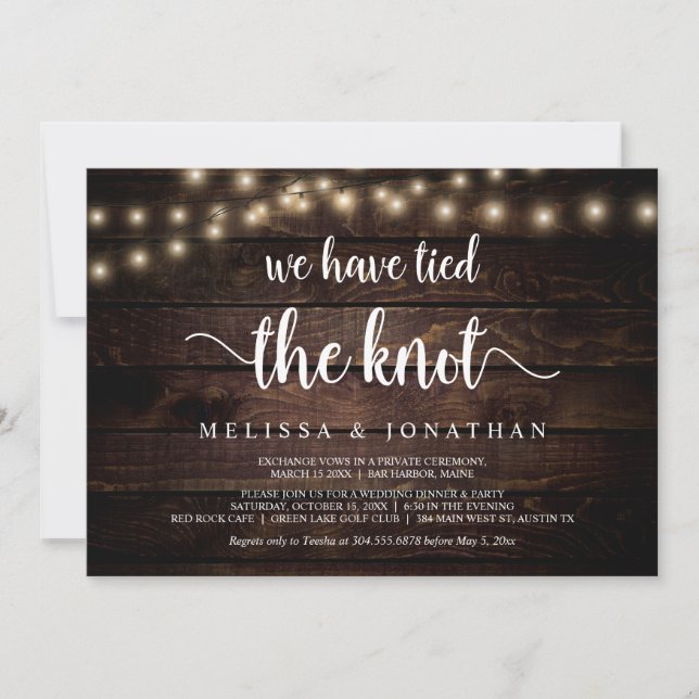 Invitación Nos hemos casado, Elopement rústico de boda (Anverso)