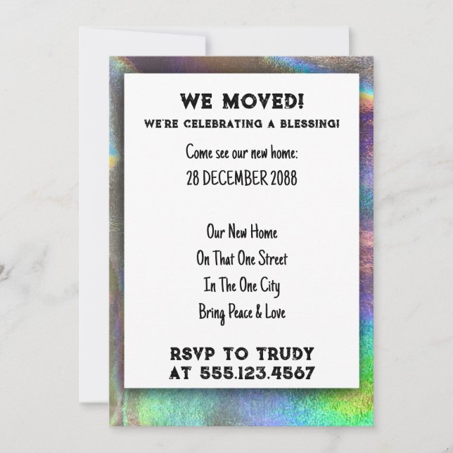 Invitación Nos hemos mudado a casa bendiciendo al nuevo Fiest (Anverso)