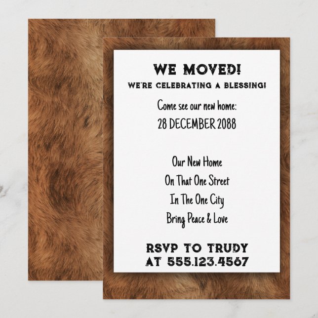 Invitación Nos hemos mudado a casa bendiciendo al nuevo Fiest (Anverso / Reverso)