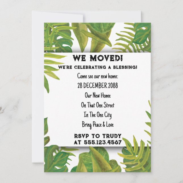 Invitación Nos hemos mudado a casa bendiciendo al nuevo Fiest (Anverso)