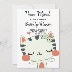 Invitación Nos hemos mudado   gatito bonito lindo