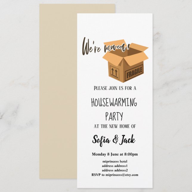 Invitación nos mudamos de fiesta de limpieza (Anverso / Reverso)
