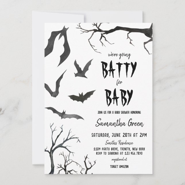 Invitación Nos vamos a la batería para Baby Shower (Anverso)