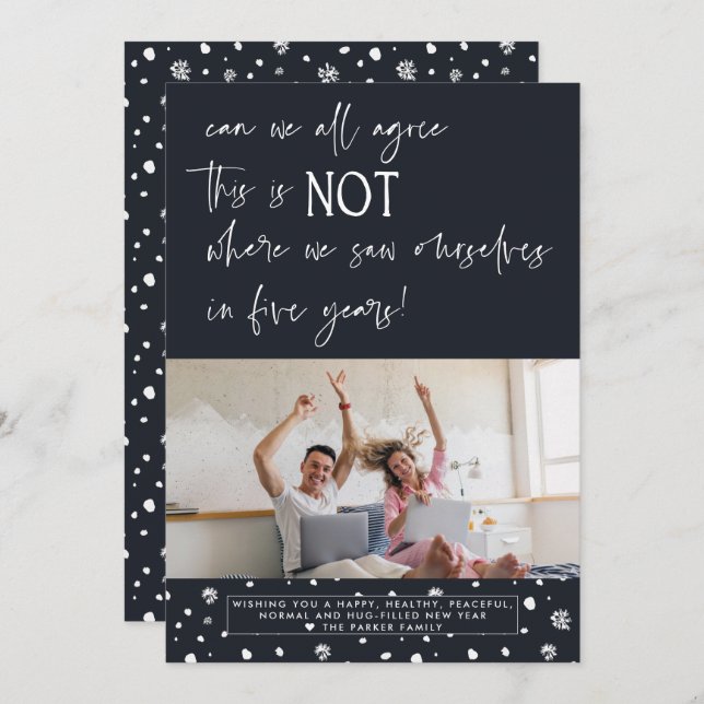 Invitación Nos vimos en cinco años | Feliz Navidad (Anverso / Reverso)
