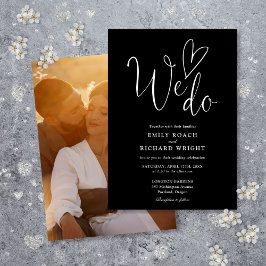 Invitación Nosotros Amamos Corazón Foto Boda Negro y Blanco