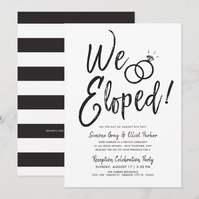 Invitación Nosotros eludimos | Fiesta post matrimonio (Anverso / Reverso)