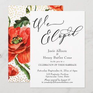 Invitación Nosotros eludimos la recepción, Red Poppies Gold C