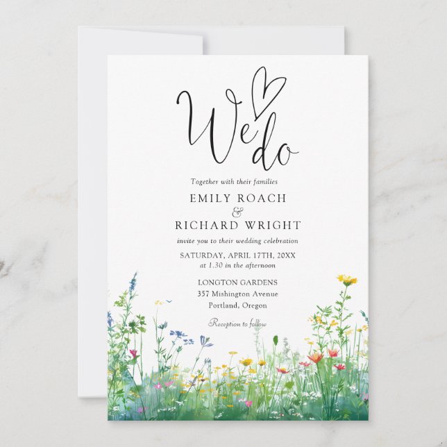 Invitación Nosotros hacemos Bodas de Código QR de Acuarela de (Anverso)