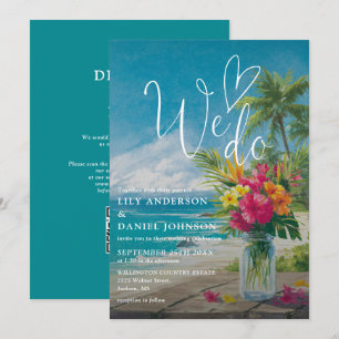 Invitación Nosotros hacemos código QR floral de playa tropica