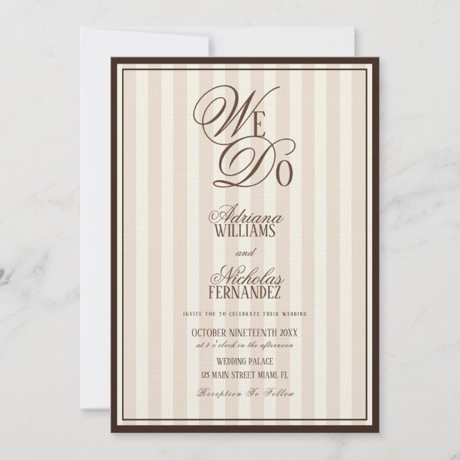 Invitación Nosotros hacemos elegante expreso a rayas boda (Anverso)