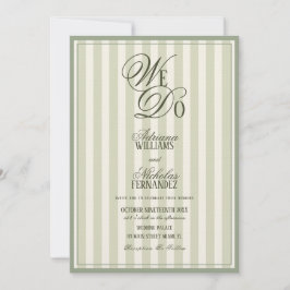 Invitación Nosotros hacemos elegante rayado marfil verde boda