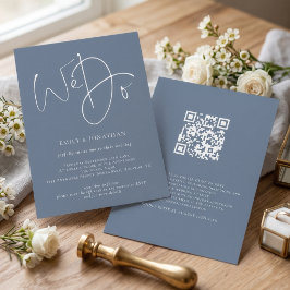 Invitación Nosotros Hacemos Guión Azul Polvoriento Blanco QR